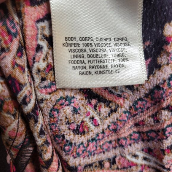 Maeve Paisley Boho Smocked Tunic Dress Square Neck Long Sleeve Milou Womens L - Picture 12 of 12